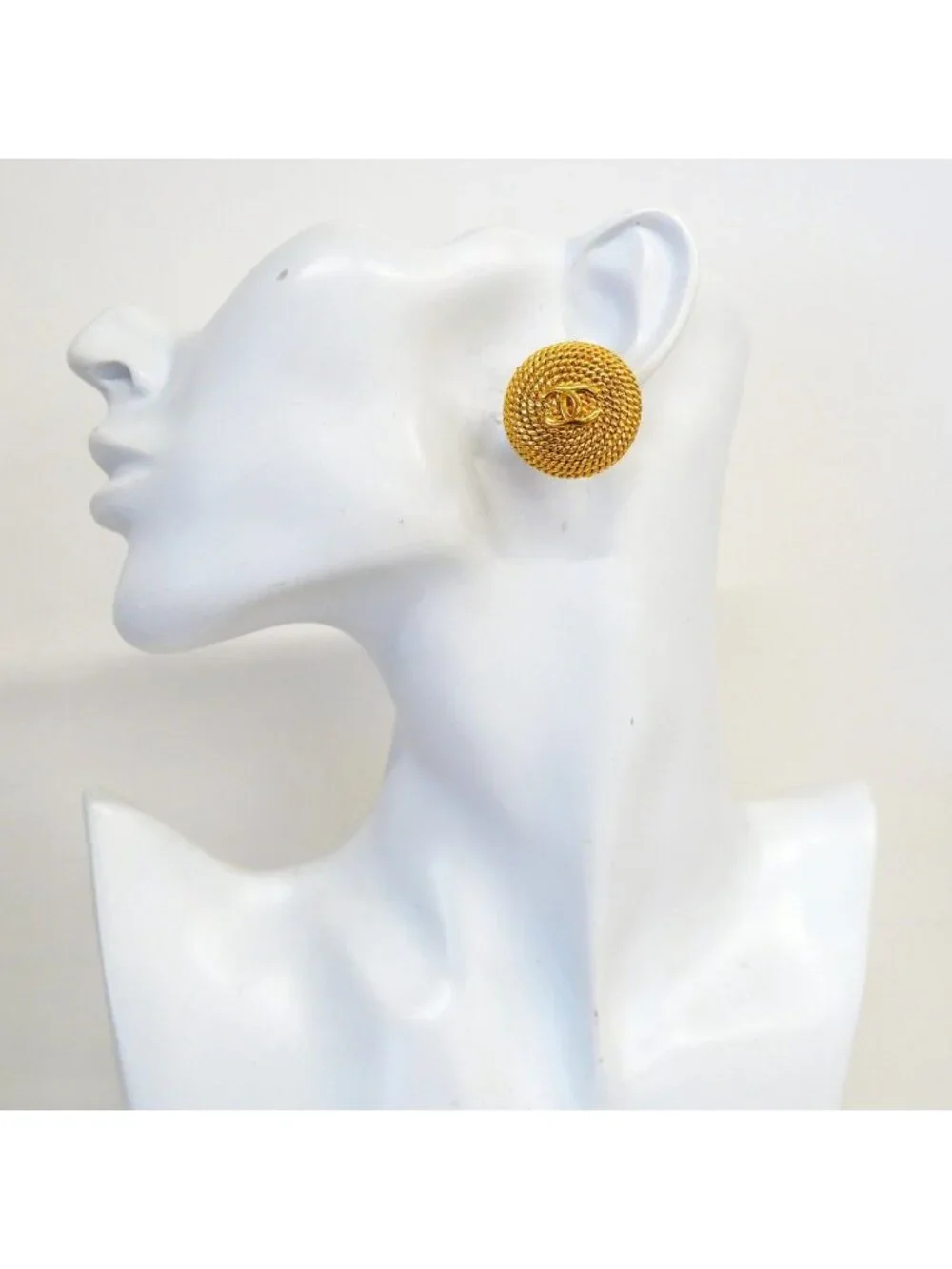 Chanel Earrings Vintage CC Logo Round